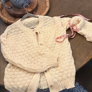 JODIFL Cream Cable Knit Cardigan NWOT never worn